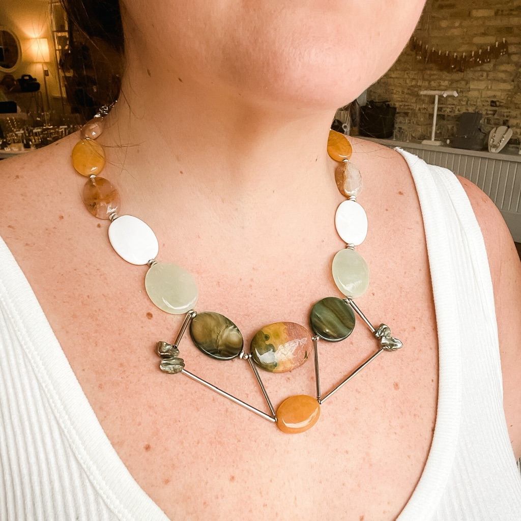 Handmade Jasper, Citrine, Mother Of Pearl, Moonstone & Freshwater Pearl